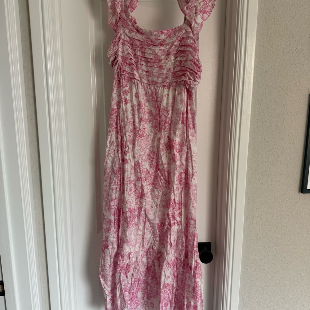 Pink and White Floral Maxi Dress